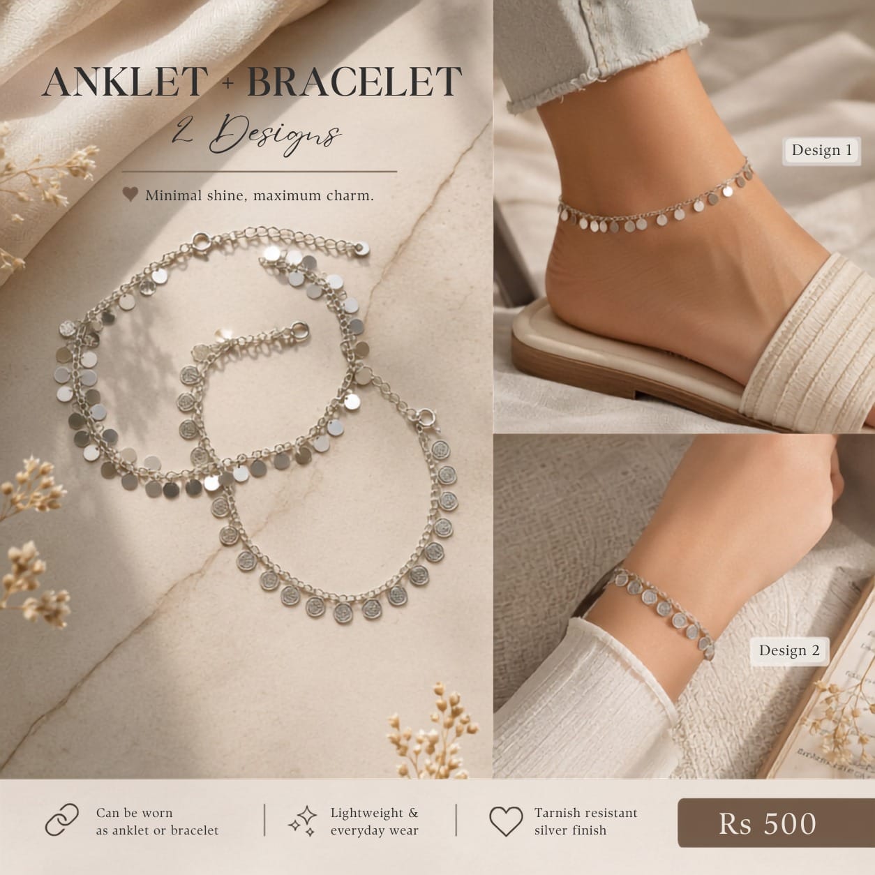 Silver Anklet & Bracelet